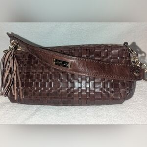 Elliott Lucca Brown Woven Leather Shoulder Bag
